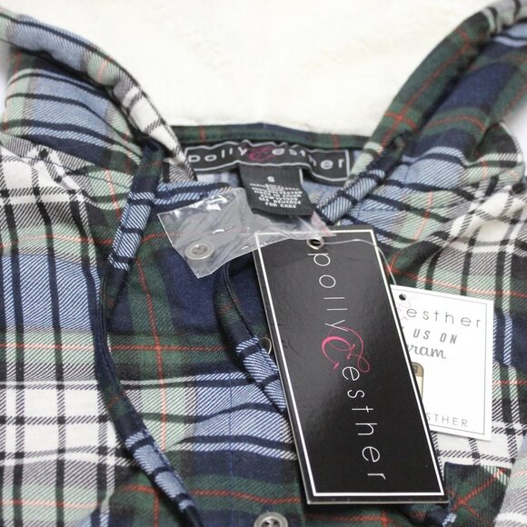 NWT Polly & Esther Juniors’ Plaid Faux Fur-Hoodie - Picture 14 of 14